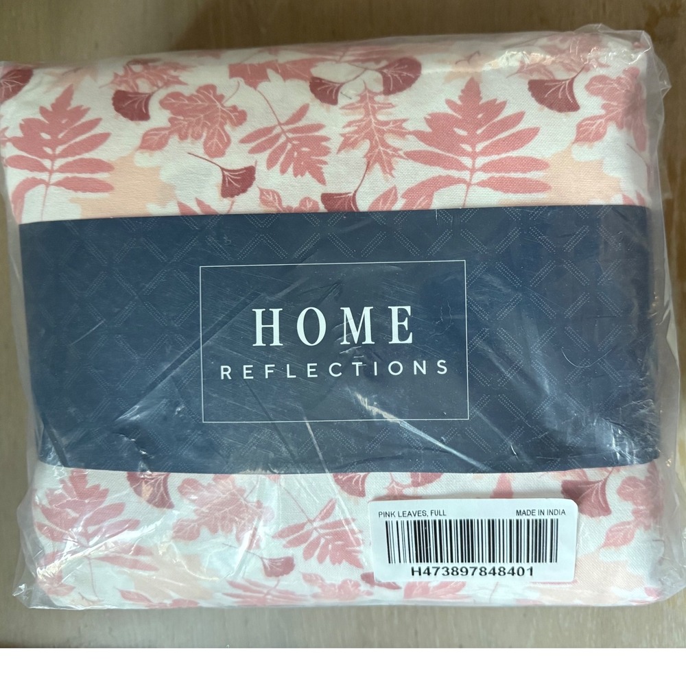 Home Reflections Pink Leaves Full Flannel Sheet Set 100% Cotton H473897848401